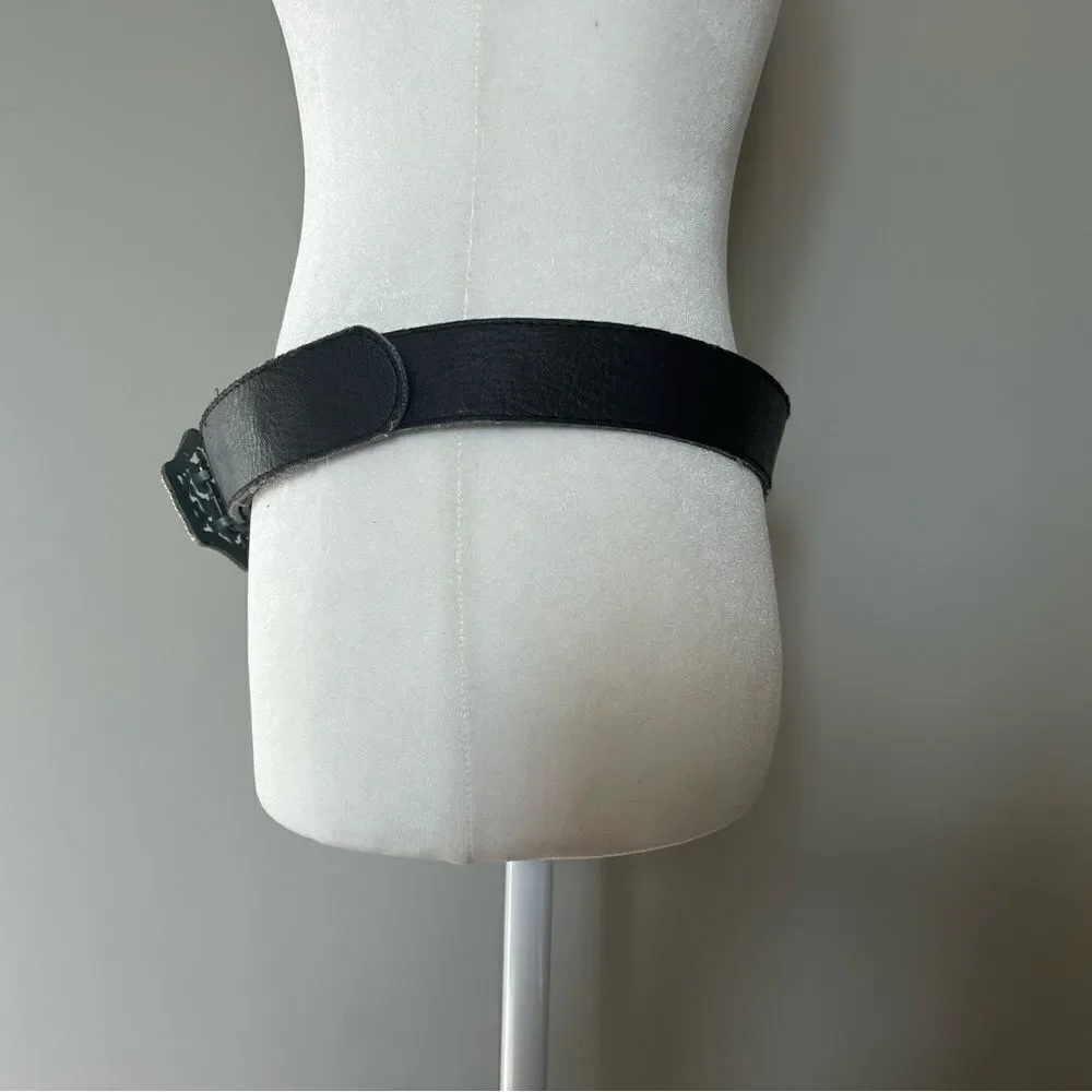 Women’s Brown Southwestern Silver Buckle Statement Belt Festival Size 39 inches